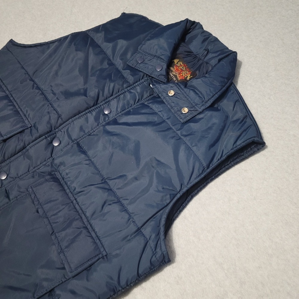 Vintage Aspen Country Style 28990 Navy Insulated Puffer Vest Large